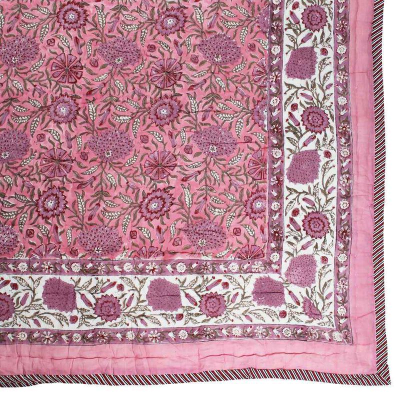 Powell Craft Queen Quilt Dark Rose & Cream Floral 265x220cm image number 2